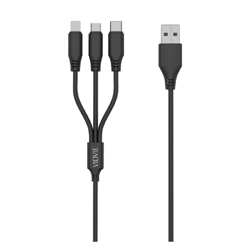 VIDVIE CB468 - 3 in 1 - Fast Charging Cable - 3A - 100CM